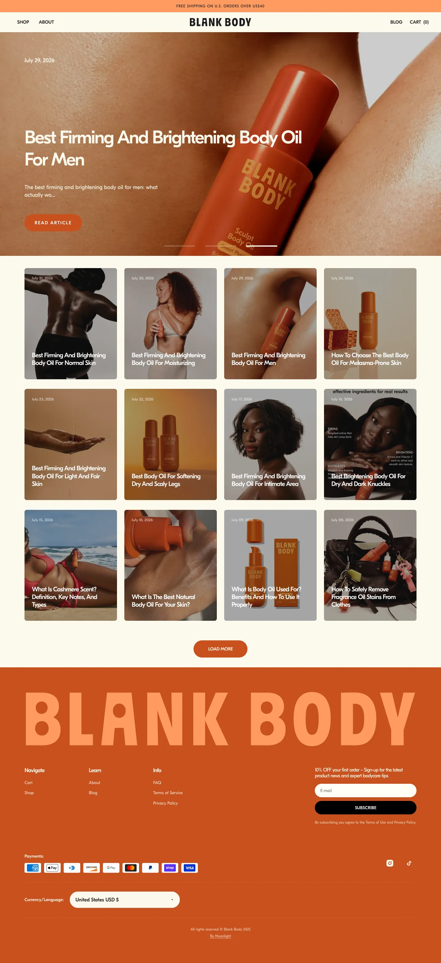 Blank Body Beauty, blog (desktop)