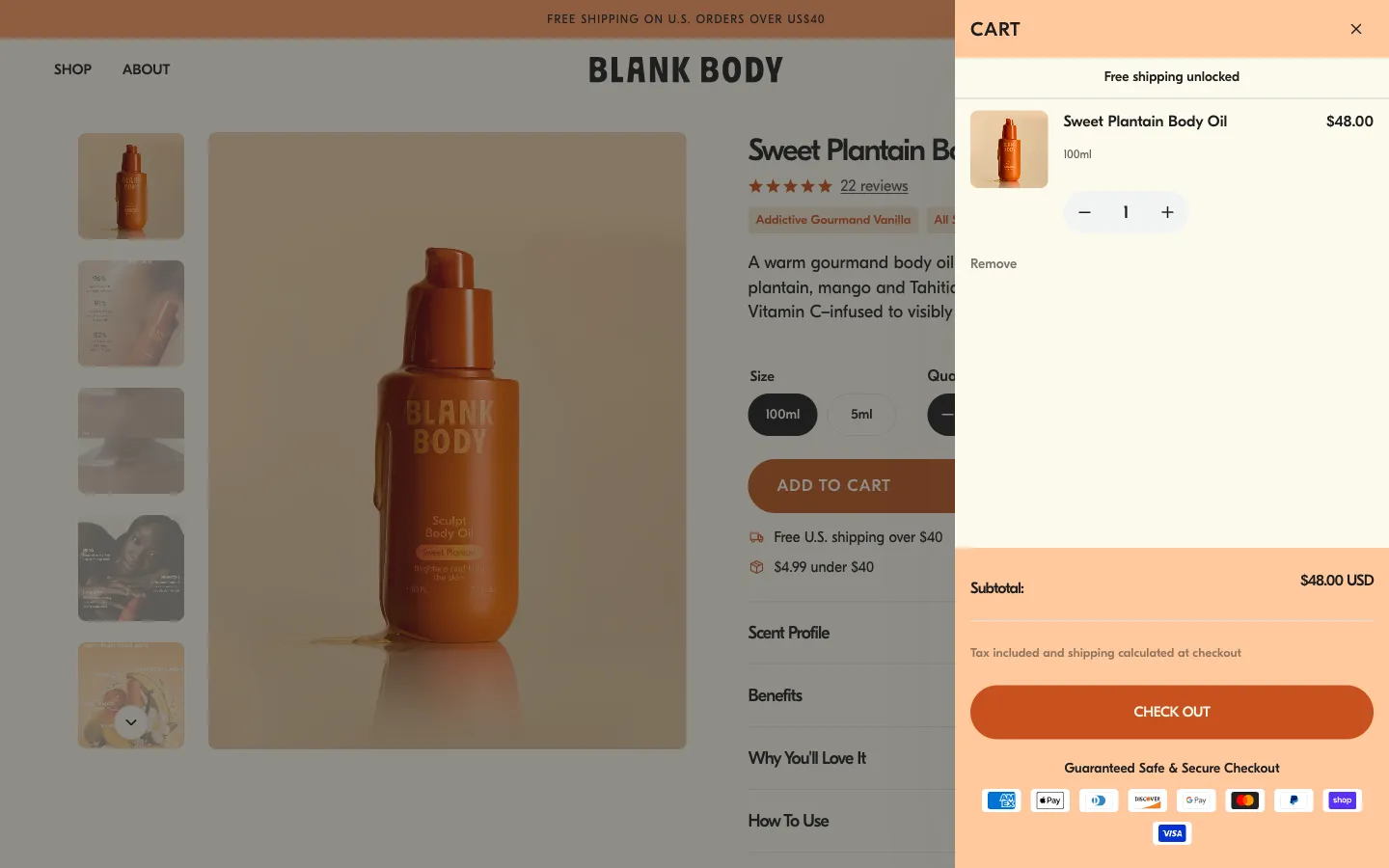 Blank Body Beauty, cart (desktop)