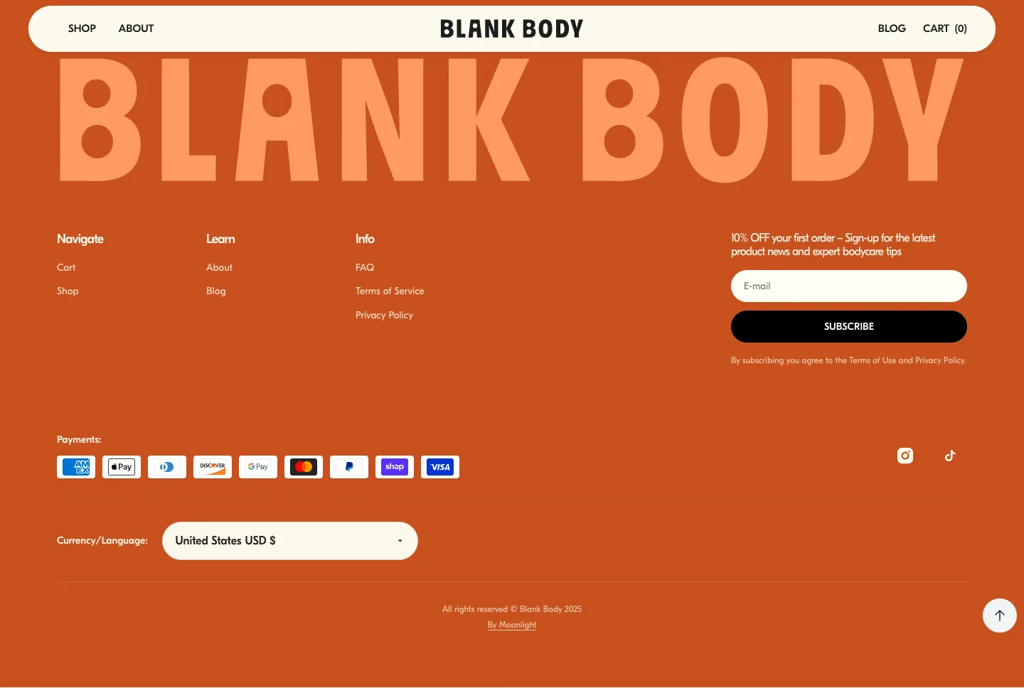Footer from Blank Body Beauty