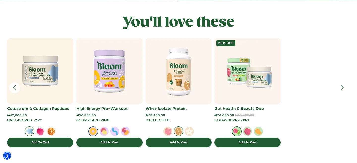 Featured products from Bloom Nutrition