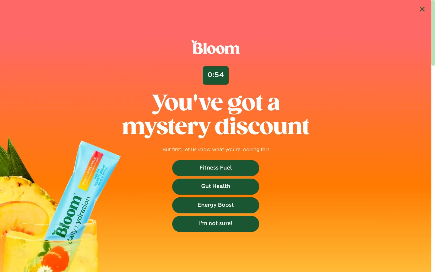 Bloom Nutrition, popup (desktop)