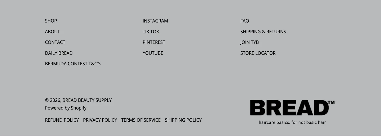 Footer from BREAD BEAUTY SUPPLY