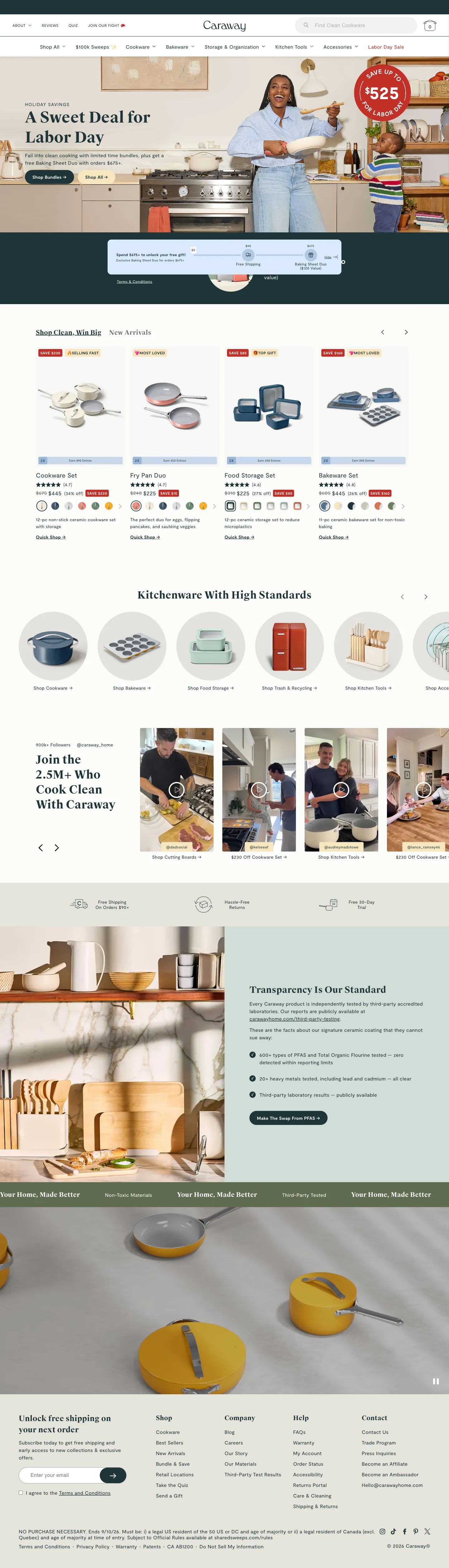 Caraway, homepage (desktop)