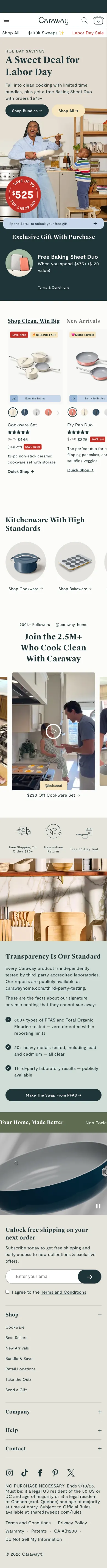 Caraway, homepage (mobile)