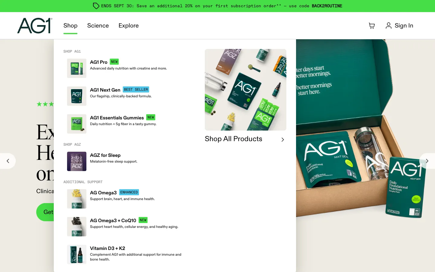drinkag1, menu (desktop)