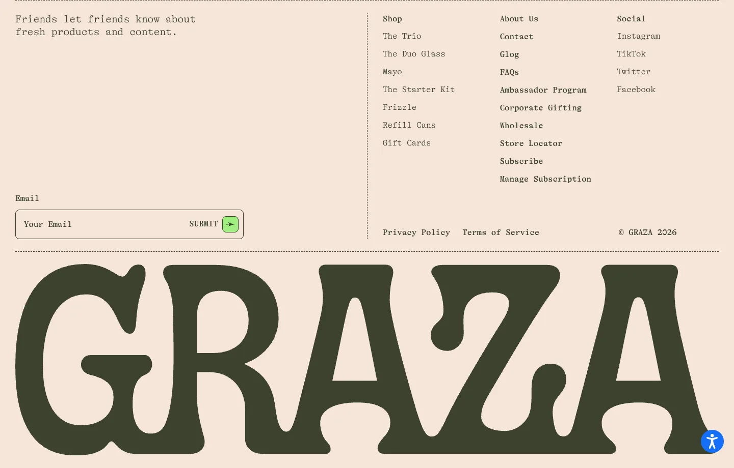 Footer from GRAZA