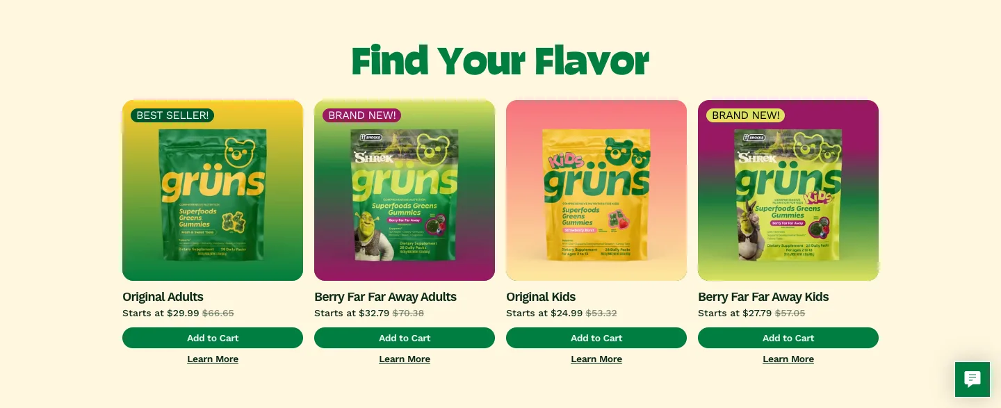 Featured products from Grüns