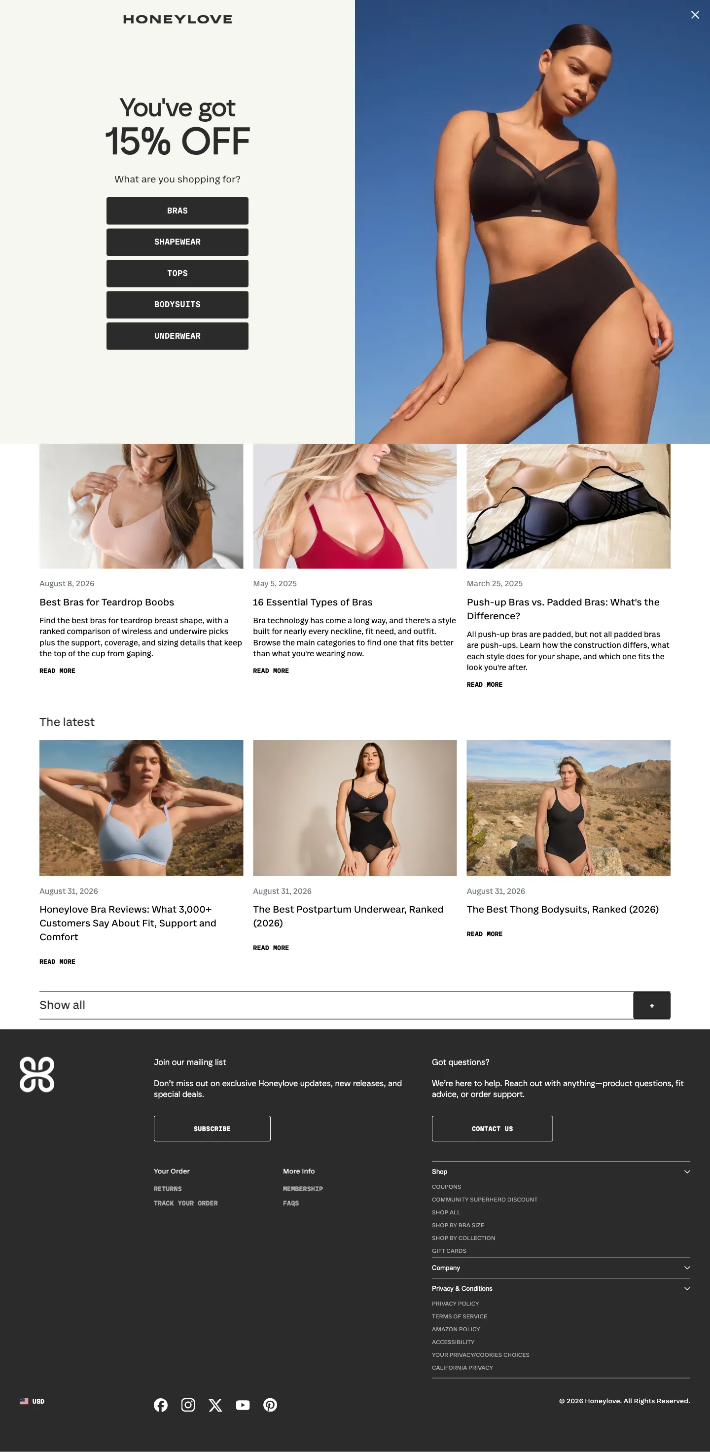 Honeylove, blog (desktop)