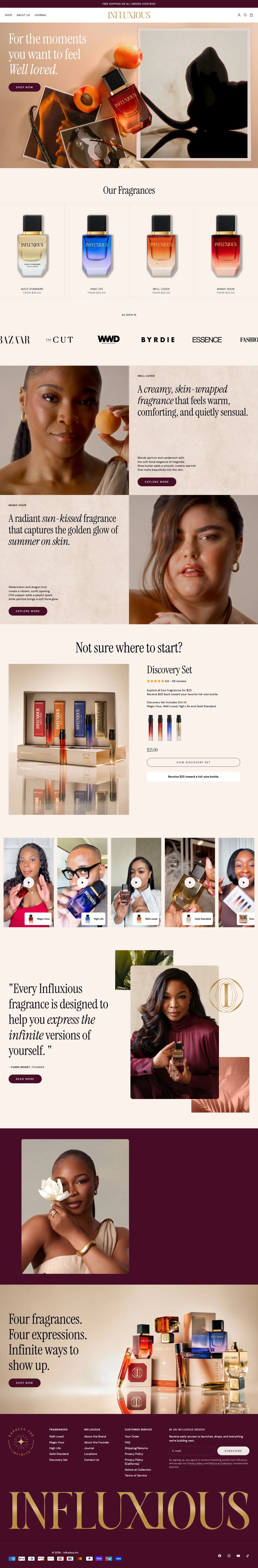 Influxious Inc, homepage (desktop)