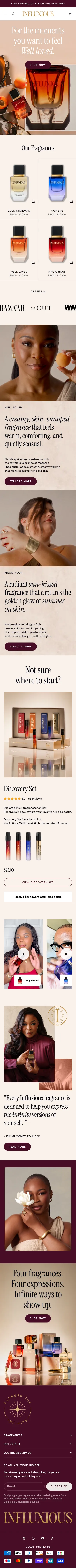 Influxious Inc, homepage (mobile)