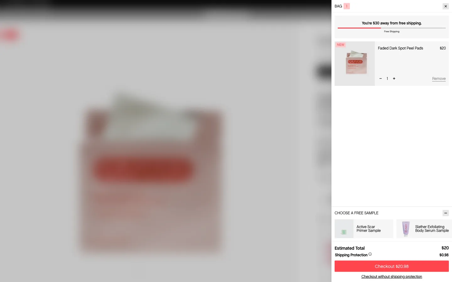 Topicals, cart (desktop)