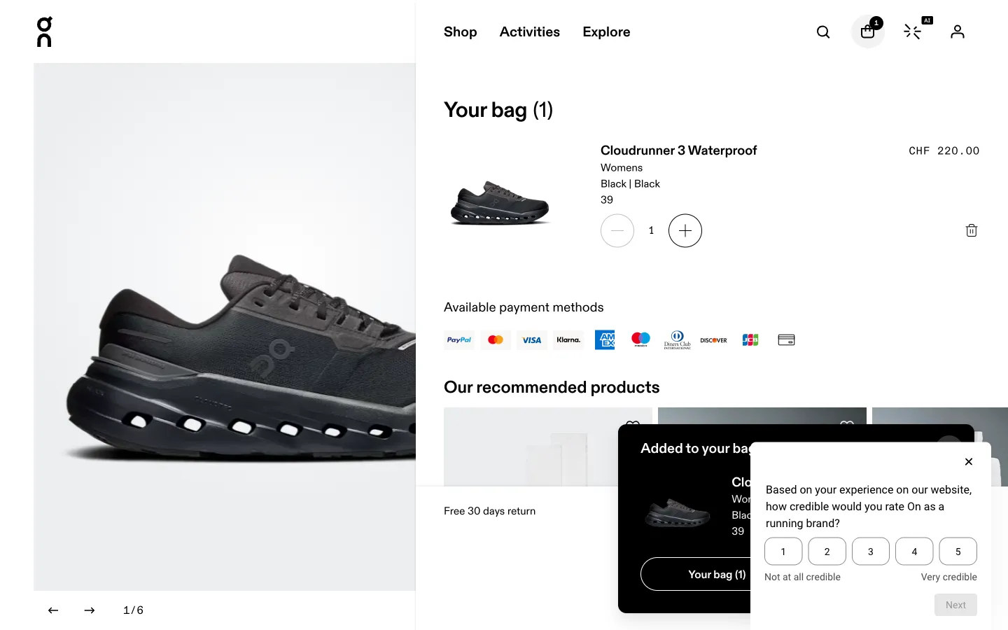 On Shop, cart (desktop)