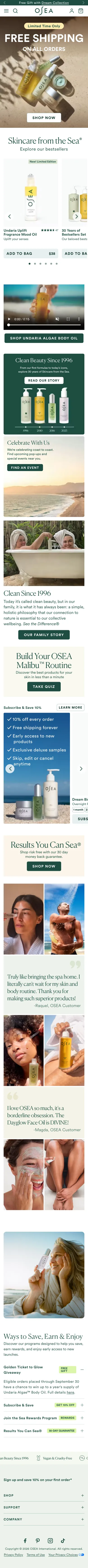 OSEA® Malibu, homepage (mobile)