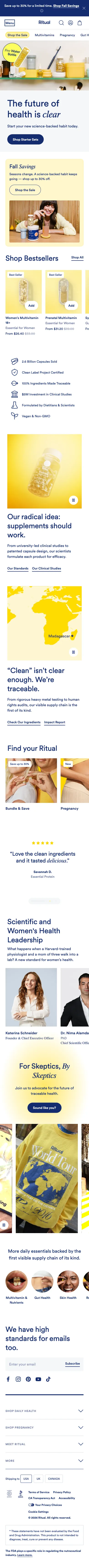 Ritual, homepage (mobile)