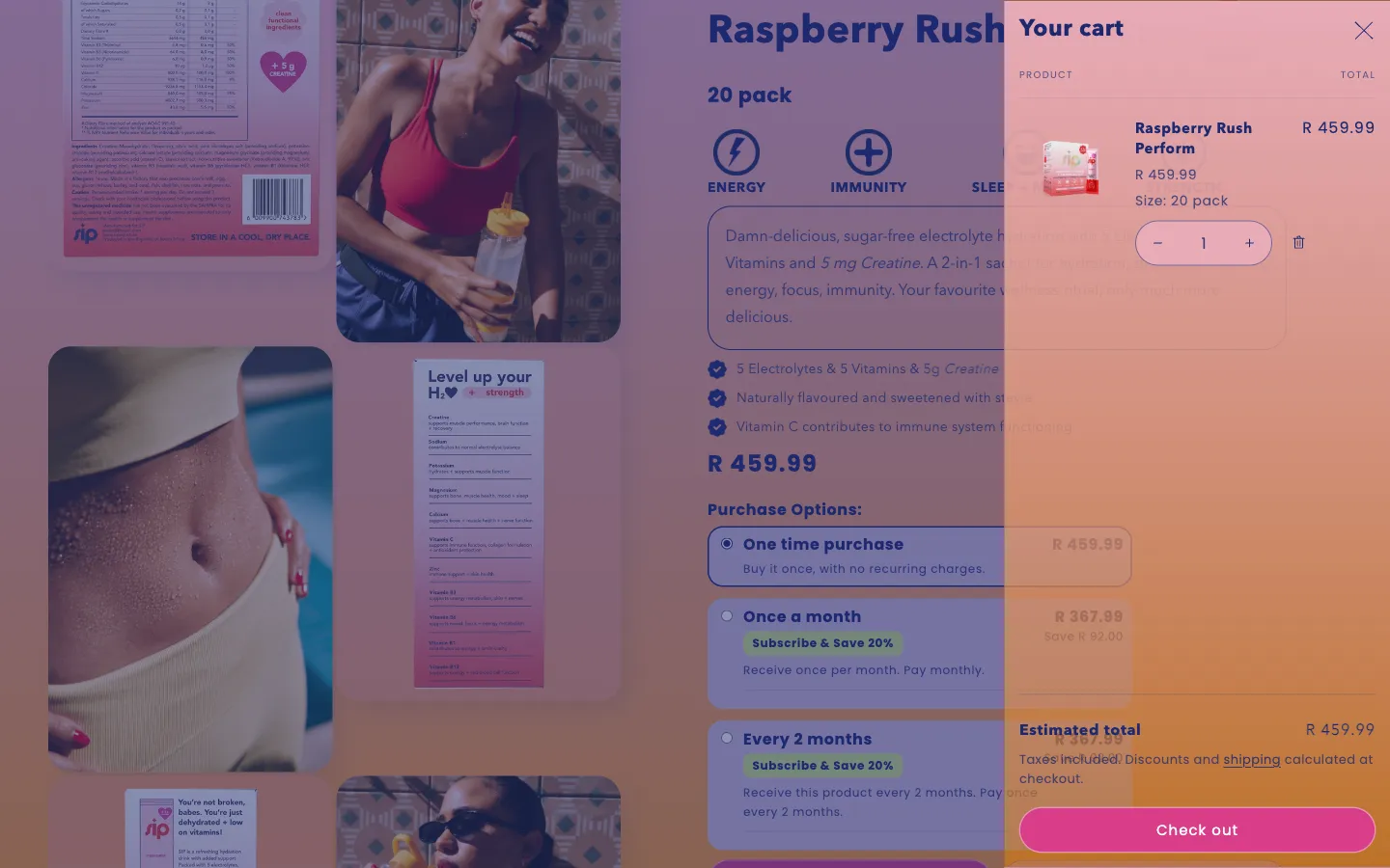 Sip, cart (desktop)