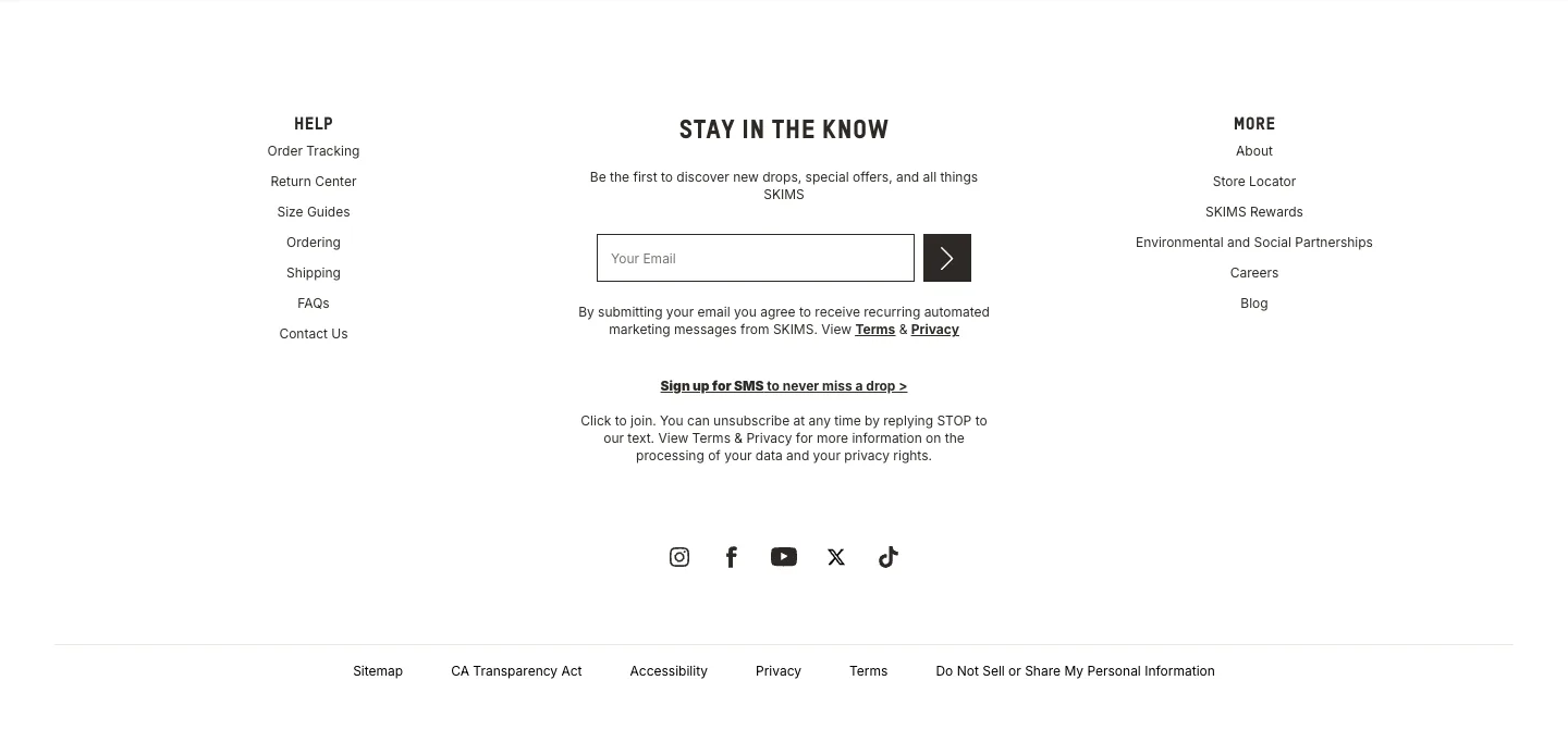Footer from SKIMS