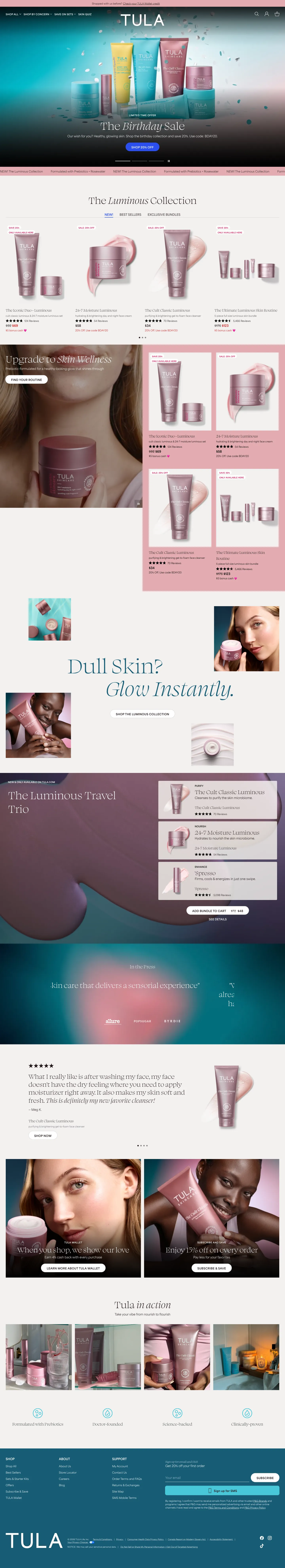 TULA, homepage (desktop)