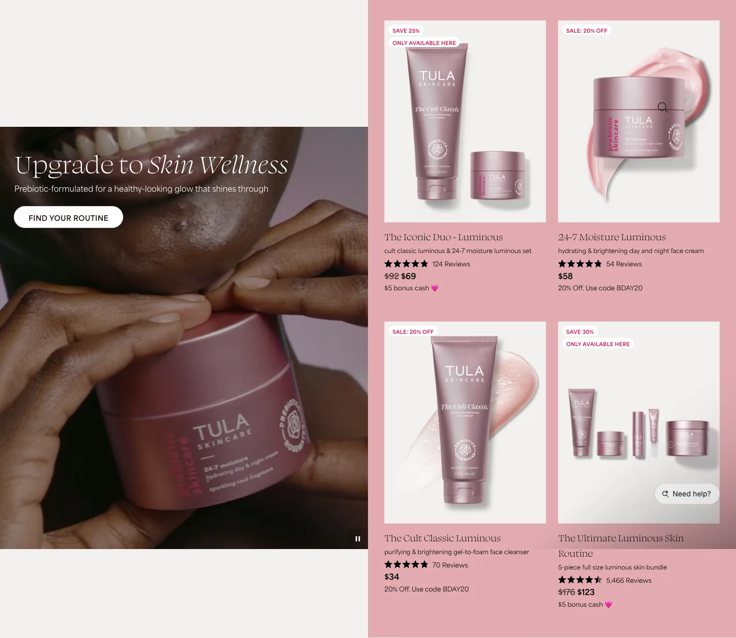 Featured products from TULA