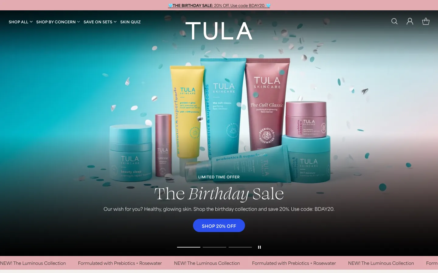 TULA, menu (desktop)