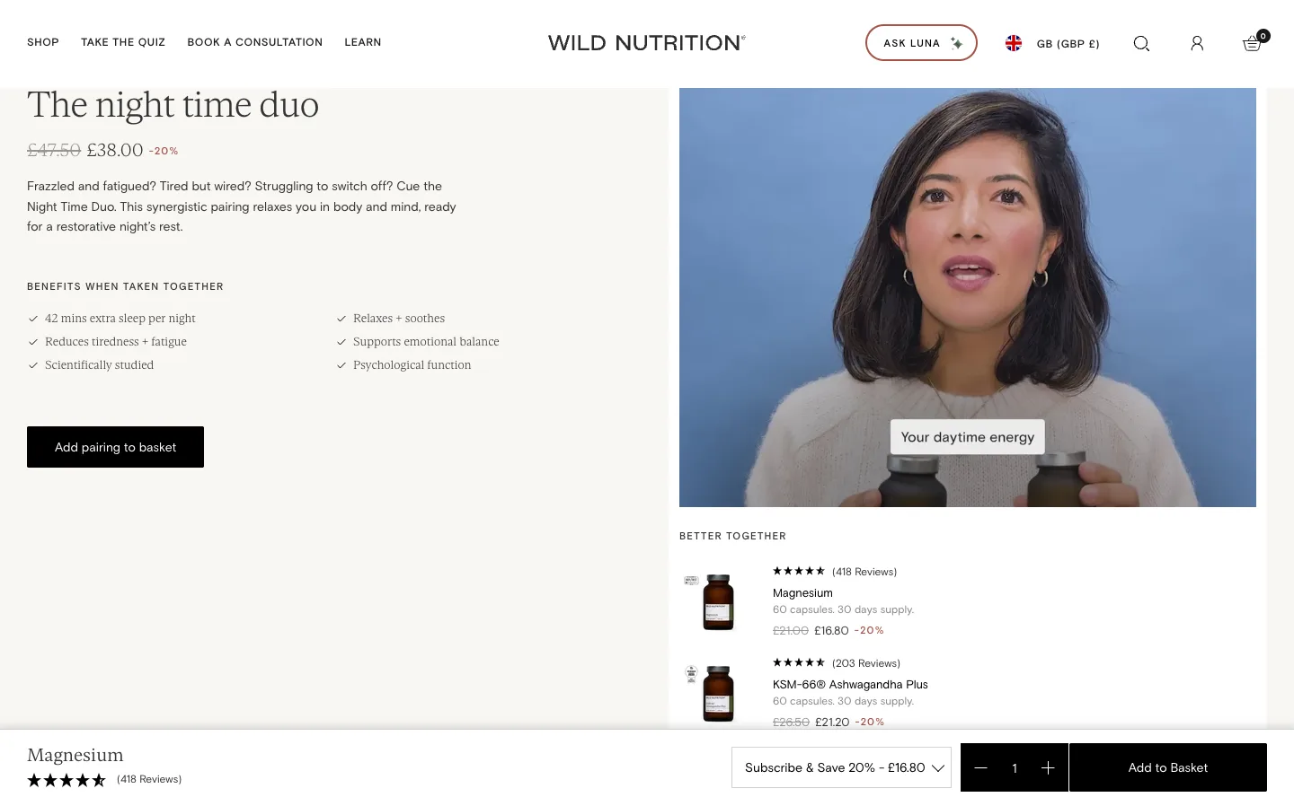 Interactive tool from Wild Nutrition® Ltd